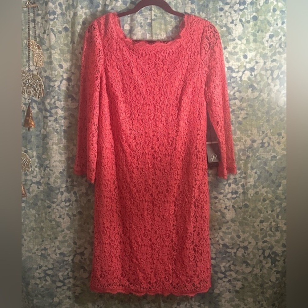 Adrianna Papell Coral Lace Midi Dress 16